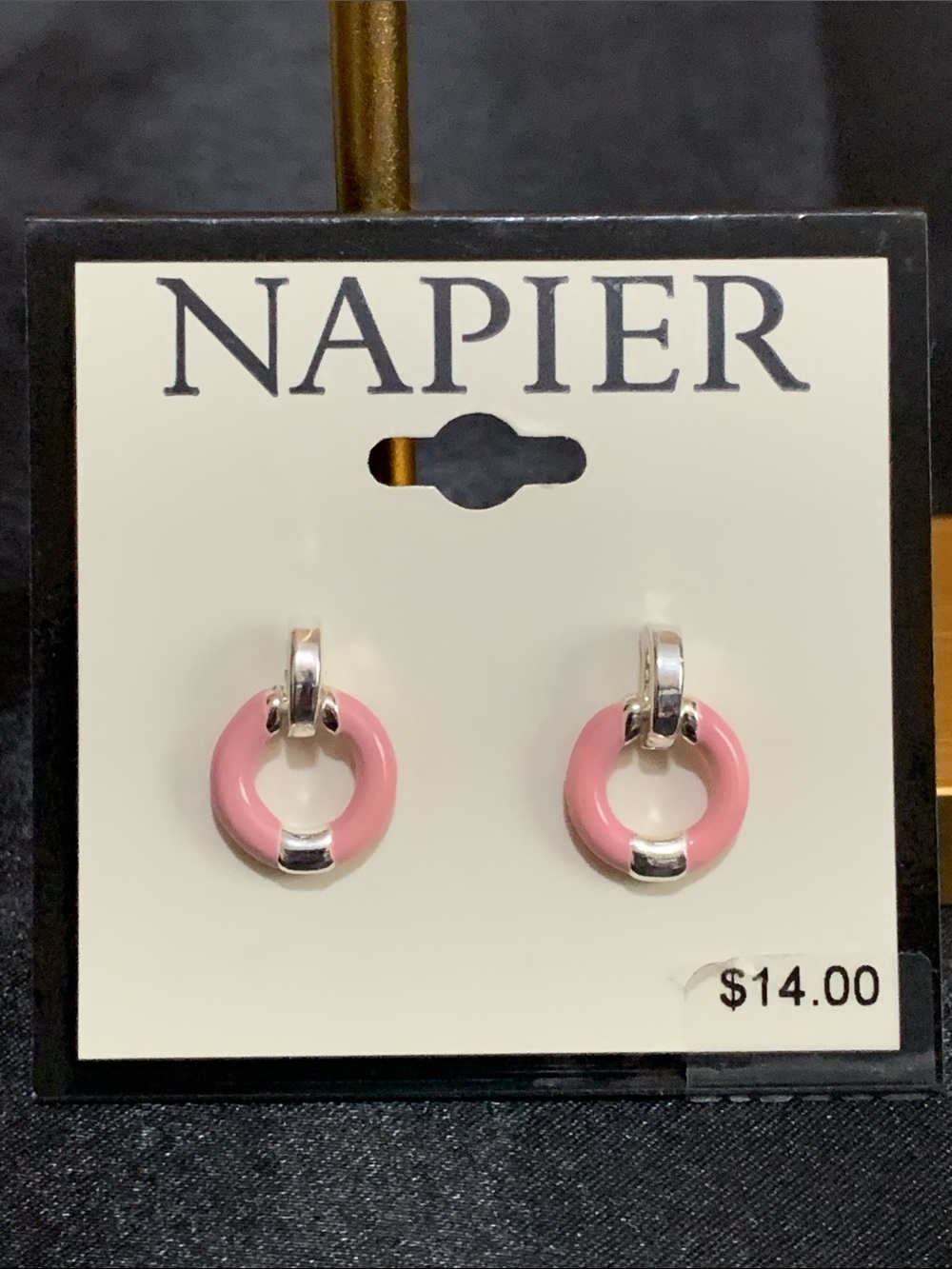 NWT Napier silver tone and pink earrings